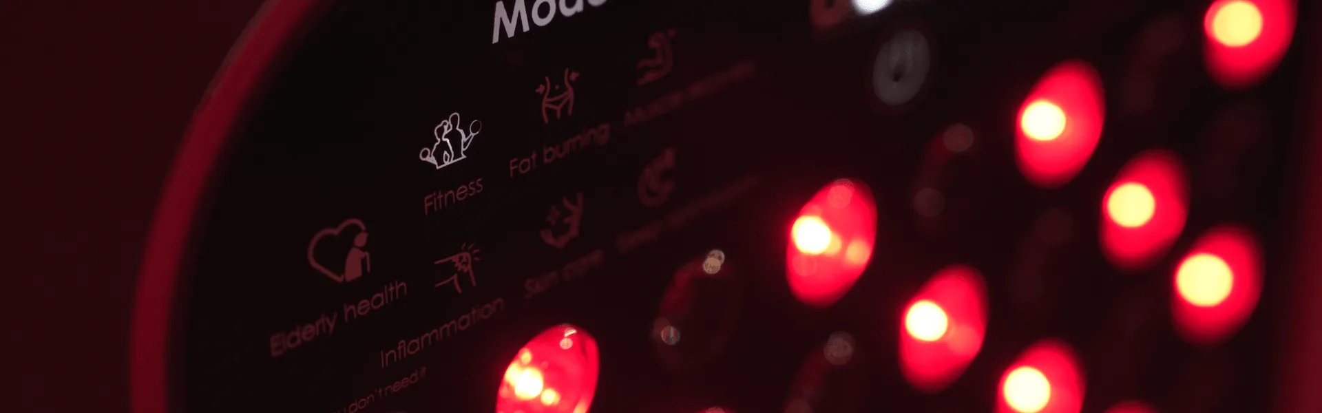 Close-up of professional red LED light therapy panels showing high-density LED array for medical-grade skin treatment